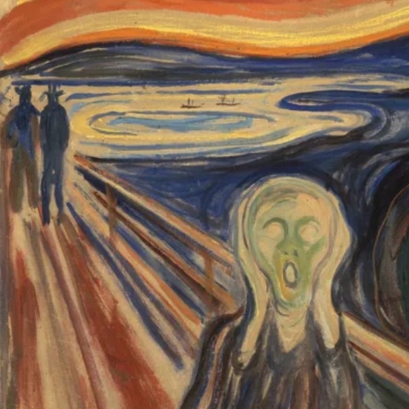 “The Scream” Edvard Munch Modern Art Heel Clicking Skeleton Ghostface Earrings - Picture 3 of 8